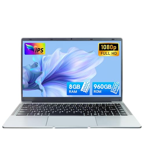 Zyphionix 14 Zoll Ultrabook Laptop, 8GB RAM 960G SSD Windows 11 pro,1920 x 1080 Pixel,Celeron N4120 (bis zu 2,6 GHz), Dual-WLAN, 2xUSB 3.0,Quad-Core-Computer von Zyphionix