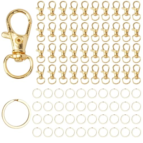 Zythrem 160 Stück 25mm Schlüsselringe Schnellverschluss Karabiner Schlüsselanhänger Schlüsselringe Edelstahl Geeignet für DIY Ringe Dekorieren und Basteln Golden von Zythrem
