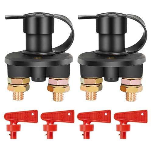 Zythrem 2pcs Batterie Trennschalter 12v Batterieschalter Hauptschalter Batteriehauptschalter Natoknochen mit 4 pcs Schlüsseln für Pkw Wohnmobile Lkw Schiffe Yachten von Zythrem