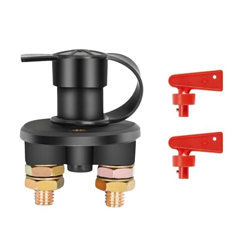 Zythrem Batterie Trennschalter 12V/24V Batterieschalter Hauptschalter Batteriehauptschalter Natoknochen mit 2 pcs Schlüsseln für Pkw Wohnmobile Lkw Schiffe Yachten von Zythrem