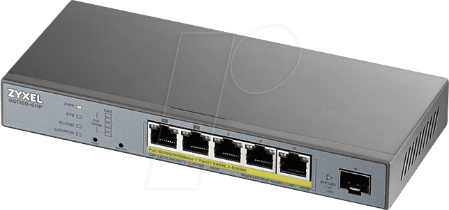 ZYXEL GS1350-6HP - Switch, 6-Port, Gigabit Ethernet, PoE+, SFP von Zyxel