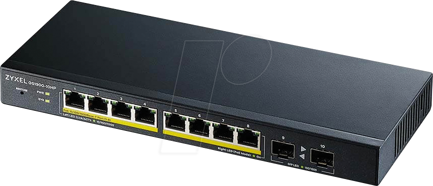 ZYXEL GS190010HP - Switch, 10-Port, Gigabit Ethernet, PoE+, SFP von Zyxel