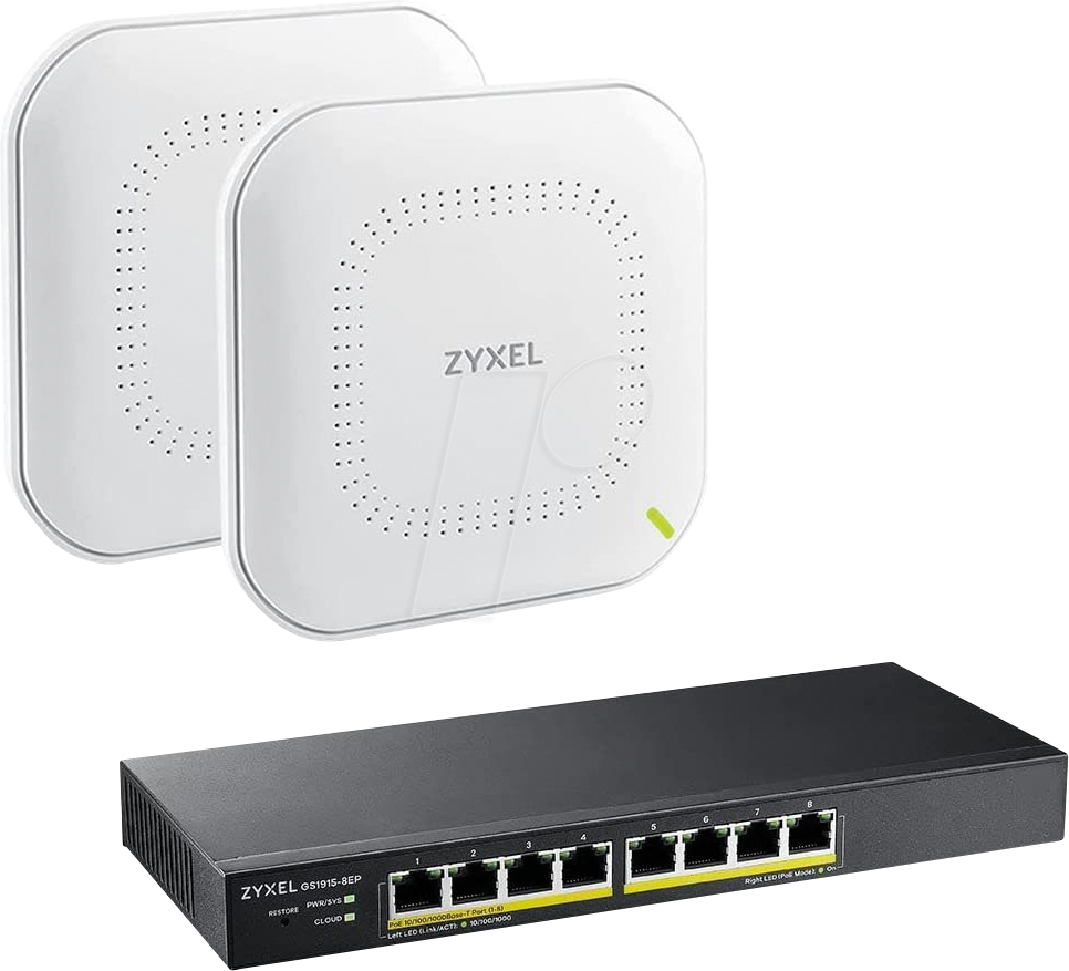 ZYXEL GS19158EPB - Switch, 8-Port, Gigabit Ethernet, PoE+, inkl. 2x WiFi 6 APs von Zyxel