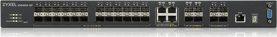 ZYXEL XGS4600-32F L3 Managed Switch, 24 port Gig SFP, 4 dual pers. and 4x 10G SFP+, stackable, dual PSU (XGS4600-32F-ZZ0102F) von Zyxel