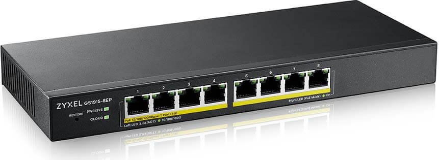 Zyxel GS1915 Series GS1915-8EP - Switch - kompatibel mit NebulaFLEX - Smart - 8 x 10/100/1000 (PoE+) - Desktop, wandmontierbar - PoE+ (60 W) (GS1915-8EP-EU0101F) von Zyxel