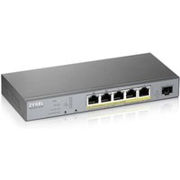 ZyXEL GS1350-6HP Gigabit Smart Switch, 5x RJ-45, 1x SFP, PoLRE/PoE++, lüfterlos von Zyxel