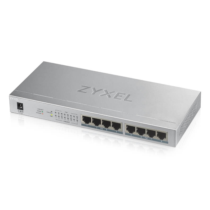 Zyxel GS1008HP Unmanaged Switch [8x Gigabit Ethernet PoE, Smart PoE+, 60W] von Zyxel