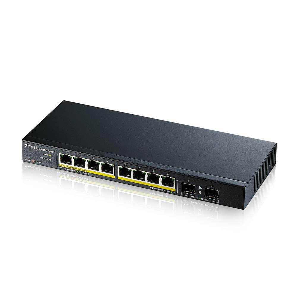 Zyxel GS1100-10HP Unmanaged Switch [8x Gigabit Ethernet PoE+, 2x 1GbE SFP] von Zyxel