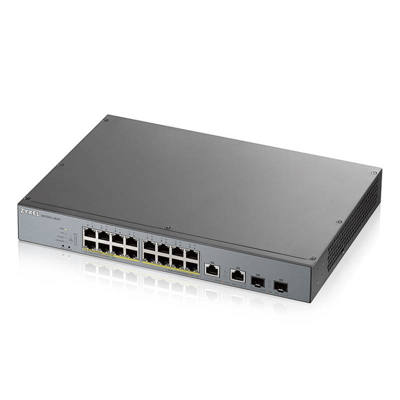 Zyxel GS1350-18HP Smart Managed Switch 16x Gigabit Ethernet (16x PoE+ max. 250 Watt), 2x GbE/SFP, Long Range, inkl. 1 Jahr Nebula Pro von Zyxel