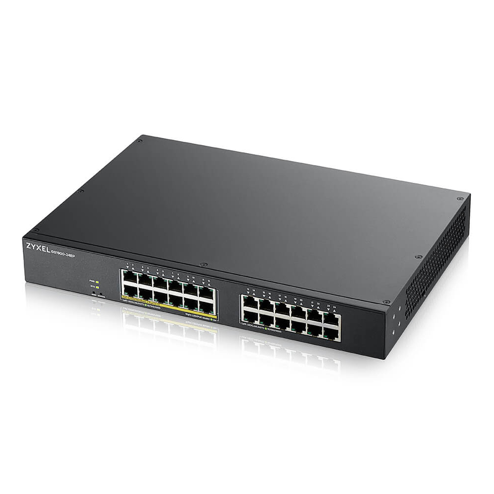 Zyxel GS1900-24EP Smart Managed Switch 24x Gigabit Ethernet (12x PoE+ max. 130 Watt), Layer 2, Rackmount von Zyxel