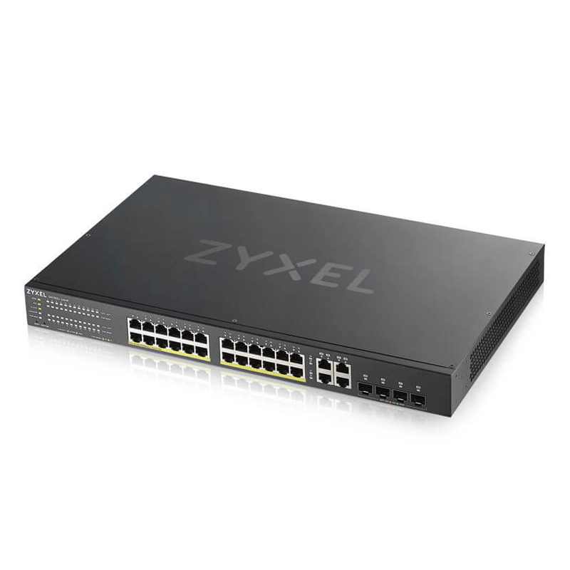 Zyxel GS1920-24HP V2 Smart Managed Switch 24x Gigabit Ethernet (24x PoE+, max. 375 Watt), 4x GbE/SFP Combo von Zyxel