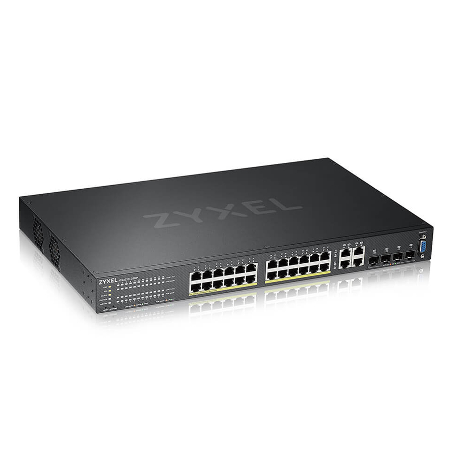 Zyxel GS2220-28HP Managed Switch 24x Gigabit Ethernet (PoE+, max. 375W), 4x RJ45/SFP Combo von Zyxel