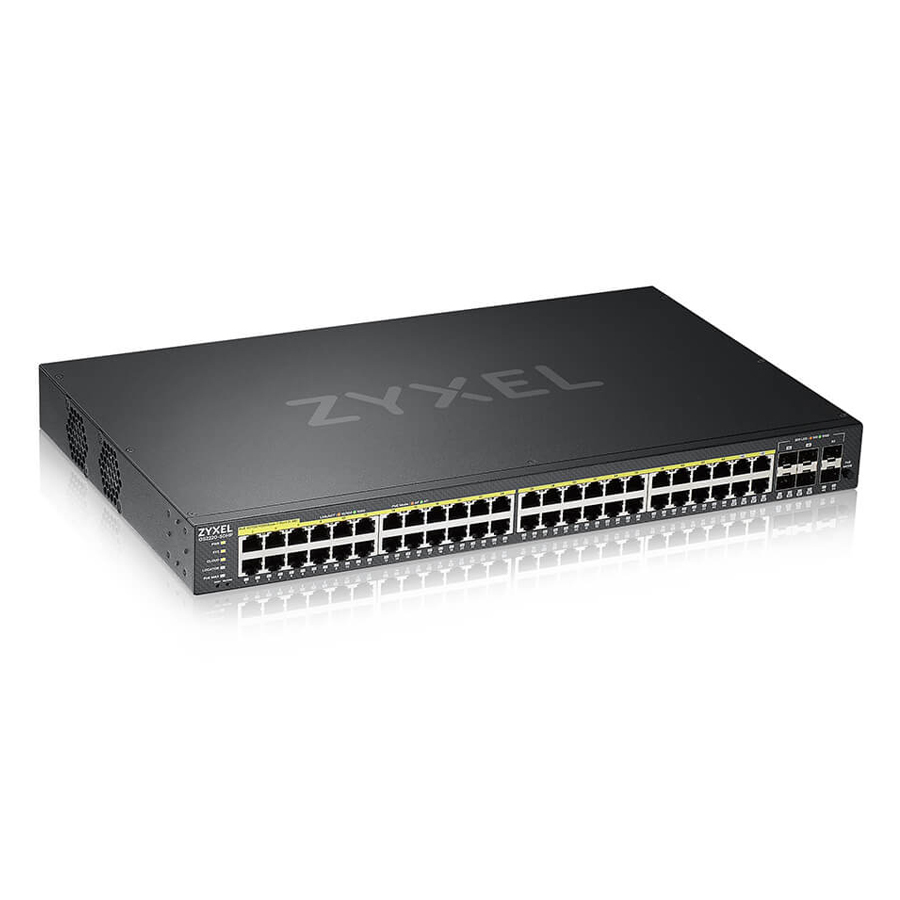 Zyxel GS2220-50HP Managed Switch 44x Gigabit Ethernet und 4x RJ45/SFP Combo (PoE+, max. 375W), 2x 1G SFP von Zyxel