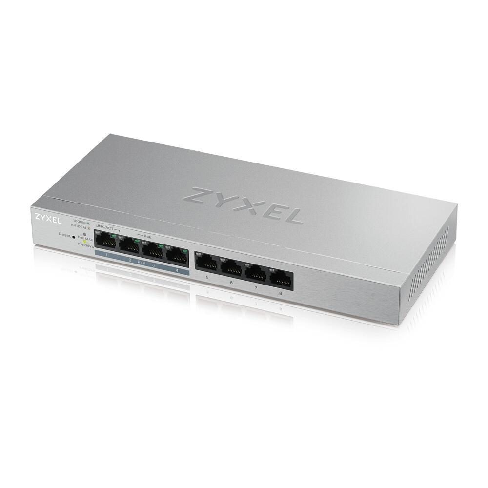 Zyxel Switch 8-Port Gigabit Ethernet 4-Port PoE+ 60W Web managed lüfterlos von Zyxel