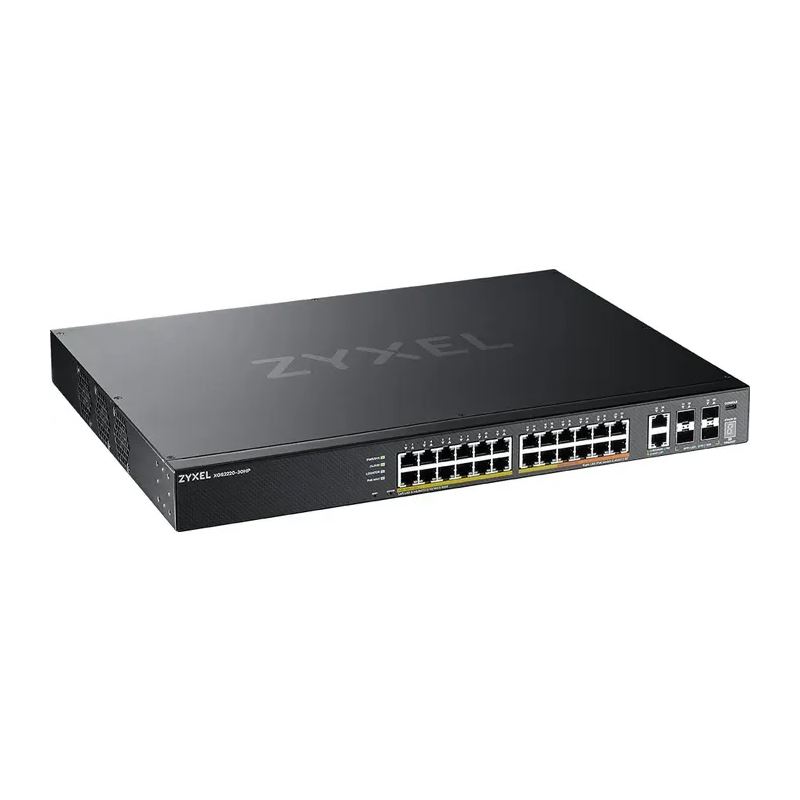 Zyxel XGS2220 Series XGS2220-30HP - Switch - 24-port GbE L3 access, NebulaFLEX Cloud, with 6 10G uplink - managed - 16 x 10/100/1000 (PoE+) + 8 x 10/100/1000 (PoE++) + 2 x 1/2,5/5/10 (PoE++) + 4 x 10 Gigabit SFP+ - Desktop, an Rack montierbar - PoE++ (400 W) (XGS2220-30HP-EU0101F) von Zyxel