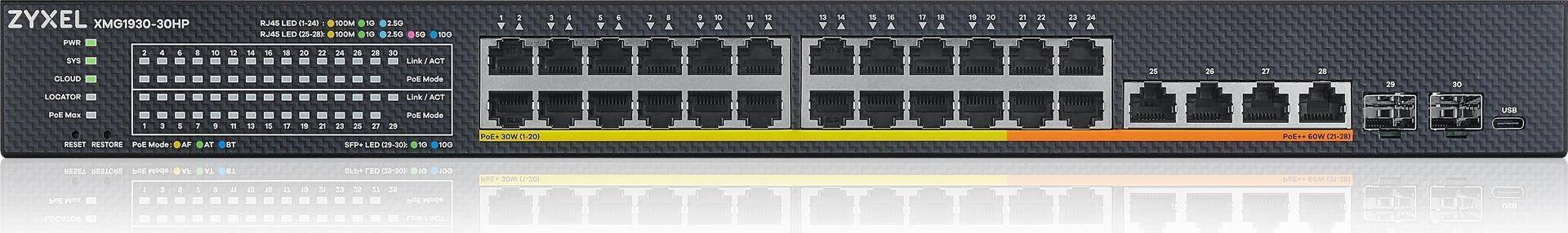 Zyxel XMG1930-30HP Managed L3 2.5G Ethernet (100/1000/2500) Power over Ethernet (PoE) 1U Schwarz (XMG1930-30HP-ZZ0101F) von Zyxel