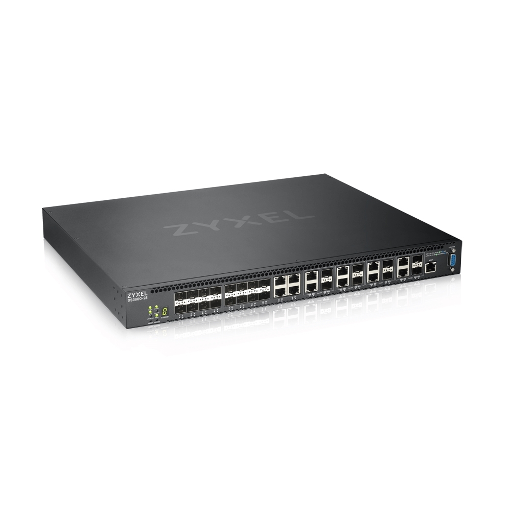 Zyxel XS3800-28 Managed Stack Switch 4x 10 Gbit/s Ethernet, 8x 10GbE/SFP+ Combo, 16x 10 Gbit/s SFP+ Zyxel XS3800-28 Managed Stack Switch 4x 10 Gbit/s Ethernet, 8x 10GbE/SFP+ Combo, 16x 10 Gbit/s SFP+ von Zyxel