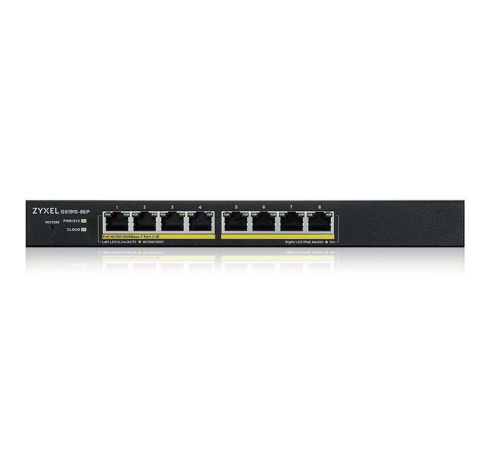 Zyxel ZYXEL 8-port GbE PoE+, 60 Watt 802.3at, Smart Switch, NebulaFlex, desk Netzwerk-Switch von Zyxel