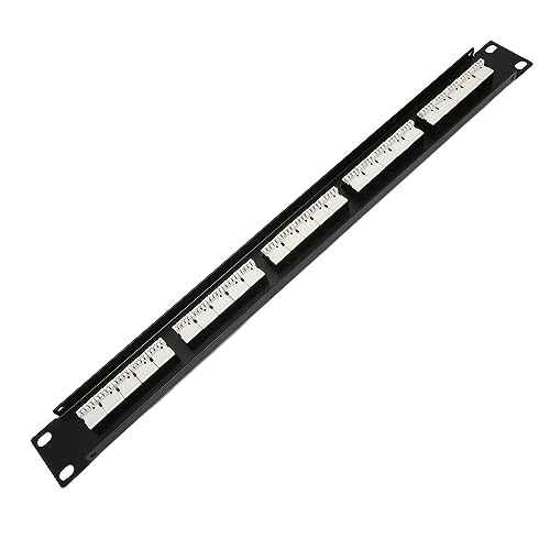 Zyyini RJ11-Durchgangsstecker, CAT3-Patchpanel, 25 Ports, Lackiertes Metall für 19-Zoll-Rack von Zyyini