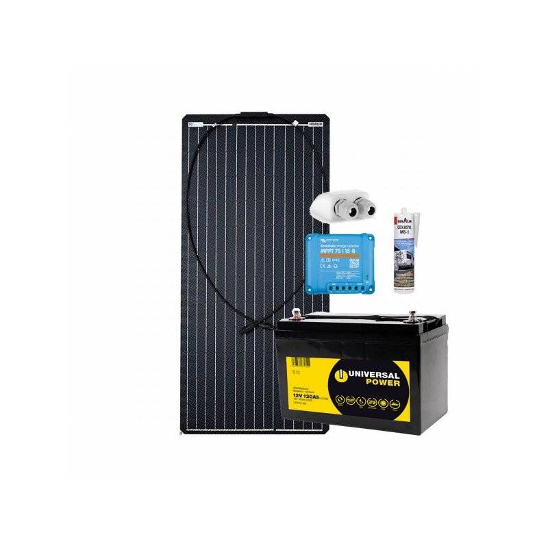 Wohnmobil Solar-Set 100W AGM 120Ah AGM Batterie Victron MPPT Solarladeregler Camper Autark mit 0% MwSt nach §12 Abs. 3 UstG von a-TroniX