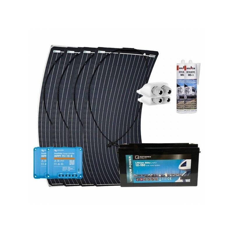 Wohnmobil Solar-Set 400W LiFePO4 12V 150Ah Victron MPPT Solarladeregler Autark Paket mit 0% MwSt nach §12 Abs. 3 UstG von a-TroniX