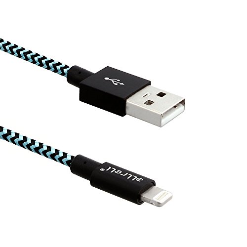 [Apple MFI-zertifiziert] 2M aLLreLi Apple Lightning zu USB-Kabel [äußerst robust] - Lightning-Sync und Auflade-USB-Kabel mit Nylonhülle für iPhone 6S / 6 Plus / 5S / 5C / 5 / 4, iPad Air 2 / Mini 3 / 4, iPod Touch / Nano Schwarz/Blau von aLLreli