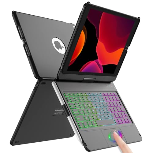 Schutzhülle mit Tastatur für iPad 9. Gen 10,2 Zoll 2021, 360 °, dünne und starre Hartschale mit Bluetooth-Tastatur mit 7 Hintergrundbeleuchtung Auto Sleep/Wake für iPad 9/8/7. Generation, Schwarz Schutzhülle mit Tastatur für iPad 9. Gen 10,2 Zoll 2021, 360 °, dünne und starre Hartschale mit Bluetooth-Tastatur mit 7 Hintergrundbeleuchtung Auto Sleep/Wake für iPad 9/8/7. Generation, Schwarz von aMZCaSE