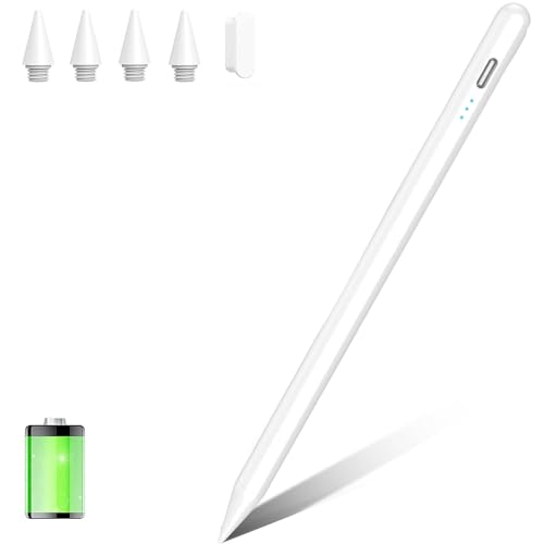Stylus Stift für iPad 2018-2022,Stylus Pen Kompatibel mit Apple iPad 9/8/7/6th,Mini 6/5th,Air 4/3th,Pro 11''/12,9'',11-inch A16/Air 11/13 M3 Kapazitiver Stift mit 4 Ersatzspitzen(Milch weiß) von aMZCaSE