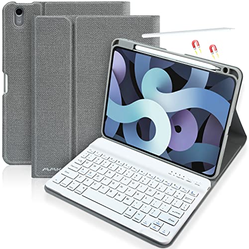 aMZCaSE Tastatur Hülle 10.9 für iPad Air 5 Gen 2022 iPad Air 4 Gen 2020,Hülle für iPad Pro 11 2018 mit Abnehmbarer kabelloser Bluetooth-Tastatur - Vollschutzhülle mit Stifthalter(Grau) von aMZCaSE