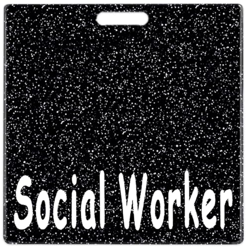 Abamilaka Bling Black Social Worker Badge Buddy Kartenhalter Acryl Glitzer Badge Reel Buddies Krankenschwester Geschenke für Frauen Kollegen Pflegezubehör Horizontale Identifikationsetiketten ID von abamilaka