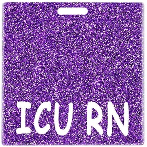 Abamilaka Bling ICU RN Badge Buddy Card Purple Acrylic Badge Reel Holder Buddies Horizontal Nursing Accessories ID Name Cards Identification Tags Glitter Nurse Gifts for Women von abamilaka