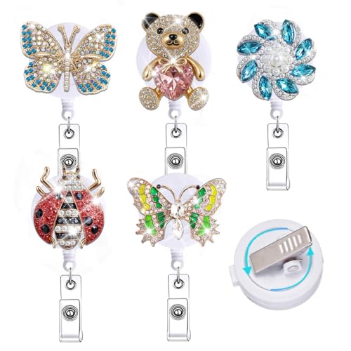 Abamilaka CNA RN Ausweishalter, glitzernd, Kristall, einziehbar, niedlich, glitzernd, Strass, Tier, Schmetterling, Bär, Blume, Ausweishalter, Clip, Geschenke, Krankenpfleger, Medizin, Sozialarbeiter Abamilaka CNA RN Ausweishalter, glitzernd, Kristall, einziehbar, niedlich, glitzernd, Strass, Tier, Schmetterling, Bär, Blume, Ausweishalter, Clip, Geschenke, Krankenpfleger, Medizin, Sozialarbeiter von abamilaka