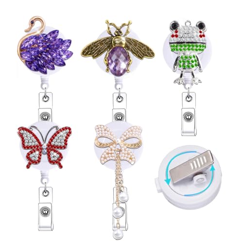 Abamilaka Glitzernde Krankenschwester-Abzeichen-Spule, einziehbar, niedlich, für Krankenpfleger, Studenten, Glitzer, Strass, Ausweishalter, Clip, Geschenke, Kristall, Tier, Schmetterling, Frosch, Gans Abamilaka Glitzernde Krankenschwester-Abzeichen-Spule, einziehbar, niedlich, für Krankenpfleger, Studenten, Glitzer, Strass, Ausweishalter, Clip, Geschenke, Kristall, Tier, Schmetterling, Frosch, Gans von abamilaka