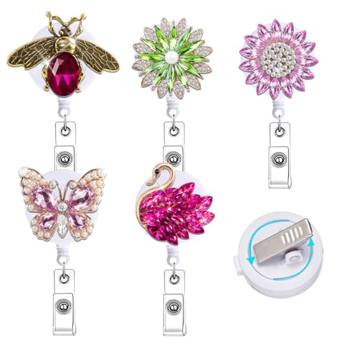 Abamilaka Glitzernde Krankenschwester-Abzeichen-Spule, einziehbar, niedlich, für Krankenpfleger, Studenten, glitzernd, Strass, Ausweishalter, Clip, Geschenke, Kristall, Tier, Blume, Gans, Biene Abamilaka Glitzernde Krankenschwester-Abzeichen-Spule, einziehbar, niedlich, für Krankenpfleger, Studenten, glitzernd, Strass, Ausweishalter, Clip, Geschenke, Kristall, Tier, Blume, Gans, Biene von abamilaka
