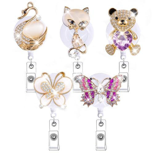 Abamilaka Glitzernde Krankenschwester-Abzeichen-Spule, einziehbar, niedlich, glitzernd, Strass, Krankenschwestern, Studenten, Ausweishalter, Clip, Geschenke, Kristall, Tier, Gans, Fuchs, Bär Abamilaka Glitzernde Krankenschwester-Abzeichen-Spule, einziehbar, niedlich, glitzernd, Strass, Krankenschwestern, Studenten, Ausweishalter, Clip, Geschenke, Kristall, Tier, Gans, Fuchs, Bär von abamilaka