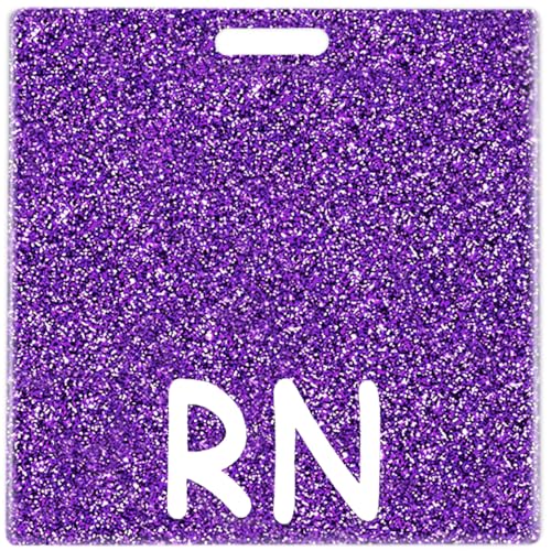 Abamilaka Glitzerndes lila RN Badge Buddy Krankenschwester Geschenk Acryl Bling ID-Karte Kollegen Registrierte Krankenschwester Pflegezubehör Karte Badge Buddies Halter Karten Horizontal ID Name von abamilaka