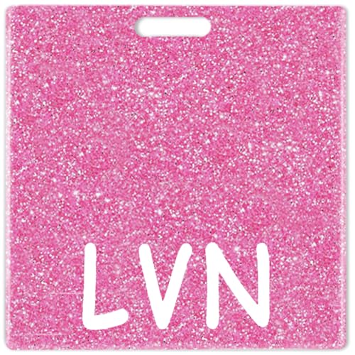 Abamilaka LVN Badge Buddy Card aus Acryl, silberfarben, glitzernd, Ausweishalter, Pflegezubehör, horizontale Ausweise, Namenskarten, Glitzer, Krankenschwestergeschenke für Frauen von abamilaka