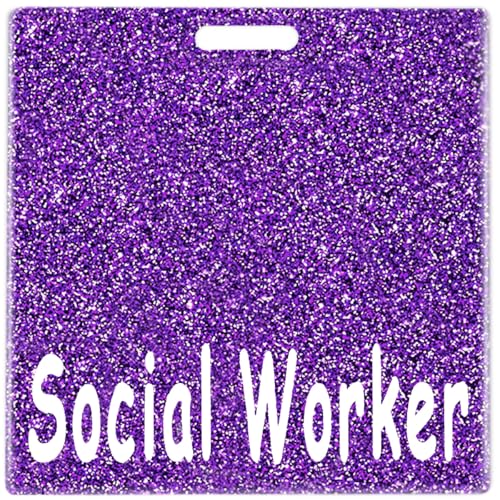 Abamilaka Lila Bling Sozialarbeiter Badge Buddy Card Glitter Acryl Badge Reel Holder Buddies Pflegezubehör Krankenschwester Geschenke für Frauen Kollegen Identifikationsanhänger Horizontale ID von abamilaka