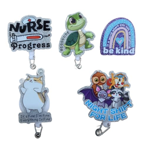 Abamilaka Lustige Krankenschwester-Abzeichen-Spule, einziehbare Schildkröte, Krankenschwester in Bearbeitung, Katze, Tier, Be Kind, Krankenpfleger, Studenten, Abzeichen, Clip, Geschenke von abamilaka
