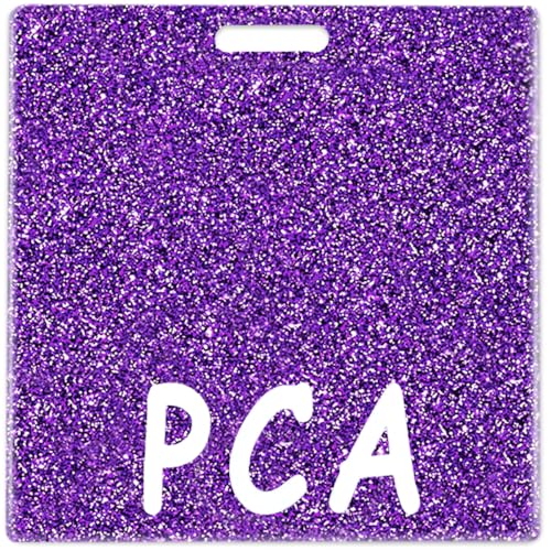 Abamilaka PCA Badge Buddy Card Horizontal Bling Badge Reel Holder Buddies Purple Acrylic Glitter Nursing Accessories Nursing Nurse Gifts for Women Identification Tags ID Name Cards von abamilaka