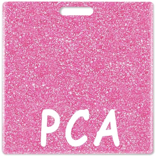 Abamilaka Pinke PCA Badge Buddy Karte Acryl Bling Horizontal Badge Reel Holder Buddies Nursing Nurse Gifts for Women Glitter Identification Tags Nursing Accessories ID Name Cards von abamilaka