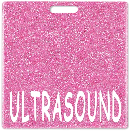 Abamilaka Rosa Ultraschallabzeichen Buddy Kartenhalter Krankenschwester Geschenke für Frauen Kollegen Glitzer Acryl Badge Reel Buddies Bling Pflegezubehör Horizontale Identifikation Tags ID von abamilaka