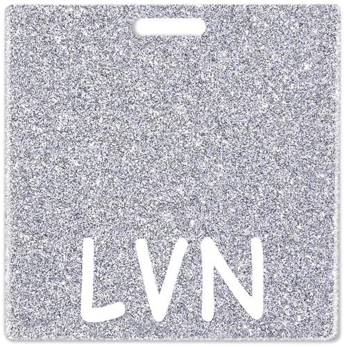 Abamilaka Silberner LVN Badge Buddy Card Bling Acryl Badge Reel Holder Buddies Horizontale ID Namenskarten Glitzer Krankenschwester Geschenke für Frauen Identifikation Tags Pflegezubehör von abamilaka