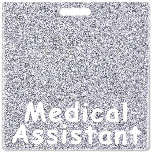 Abamilaka Silbernes Abzeichen für medizinische Assistenten, Krankenschwestern, Geschenke, Acryl, glitzernd, Pflegezubehör, horizontales Abzeichen, Freunde, Kollegen, Ausweis, Namenskarte von abamilaka