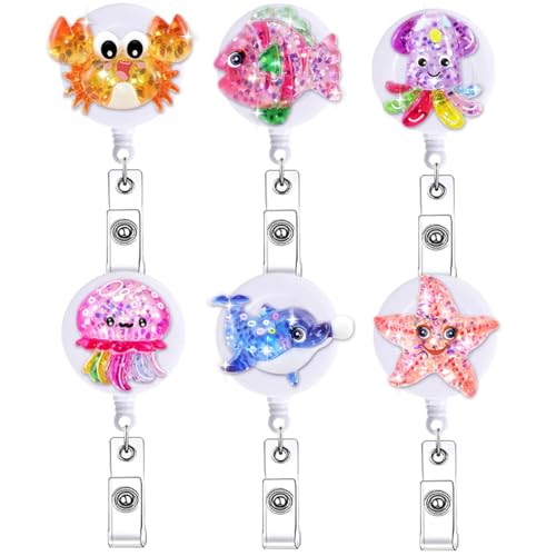 Abamilaka Süßes Tierkrankenschwester-Abzeichen-Halter, einziehbar, 6 Stück, Krankenschwestern, Quallen, Hai, Fisch, Abzeichen-Clip, Acryl, RN CNA, Sozialarbeiter, Geschenk, medizinisches glitzerndes Abamilaka Süßes Tierkrankenschwester-Abzeichen-Halter, einziehbar, 6 Stück, Krankenschwestern, Quallen, Hai, Fisch, Abzeichen-Clip, Acryl, RN CNA, Sozialarbeiter, Geschenk, medizinisches glitzerndes von abamilaka
