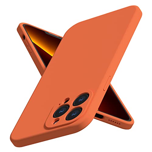 ABITKU Kompatibel mit iPhone 13 Pro Max Hülle 2021, Flüssiges Silikon-Gel-Gummi, volle Abdeckung [mit Kameraschutz] Handyhülle für iPhone 13 Pro Max 6,7 Zoll (Ringelblumengeld-Orange) von abitku
