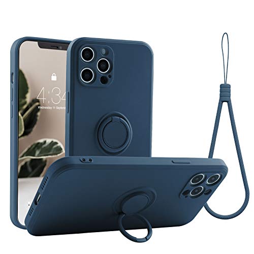 Abitku kompatibel mit iPhone 12 Pro Max Handyhülle, Silikon Case 360 Grad Ring Ständer Magnetischen Autohalterungen mit Handschlaufe handyhülle schutzhülle Cover (Blau) von abitku