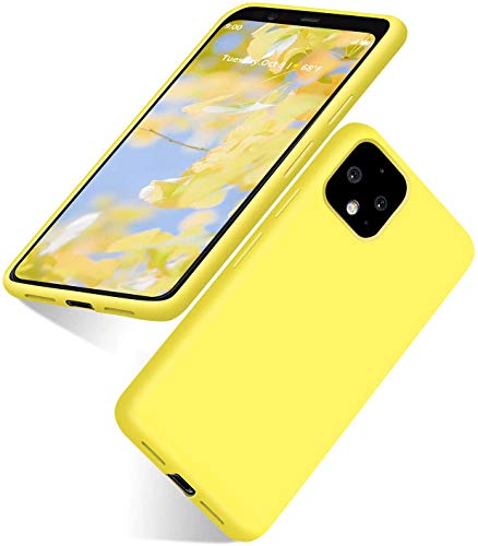 abitku Schutzhülle für Google Pixel 4, für Google Pixel, Silikon, dünn, Gel-Gummi, weiches Mikrofaser-Futter, Kissen, kompatibel mit Google Pixel 4 (5,5 Zoll) (Zitronengelb) von abitku