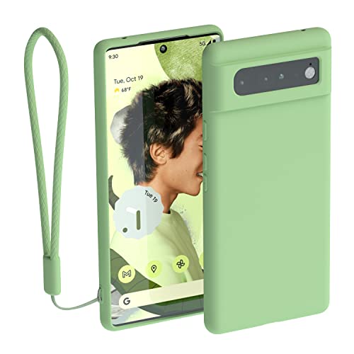 abitku Google Pixel 6 Pro Hülle, Google Pixel 6 Pro Silikon Slim Gel Gummi Handyhülle Weiches Mikrofasertuch Futter Kissen kompatibel für Google Pixel 6 Pro 6,7 Zoll (2021), Matcha-Grün von abitku