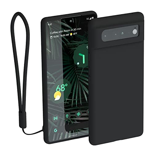 abitku Google Pixel 6 Pro Hülle, Google Pixel 6 Pro Silikon Slim Gel Gummi Handyhülle Weiches Mikrofasertuch Futter Kissen kompatibel für Google Pixel 6 Pro 6,7 Zoll (2021), Schwarz von abitku